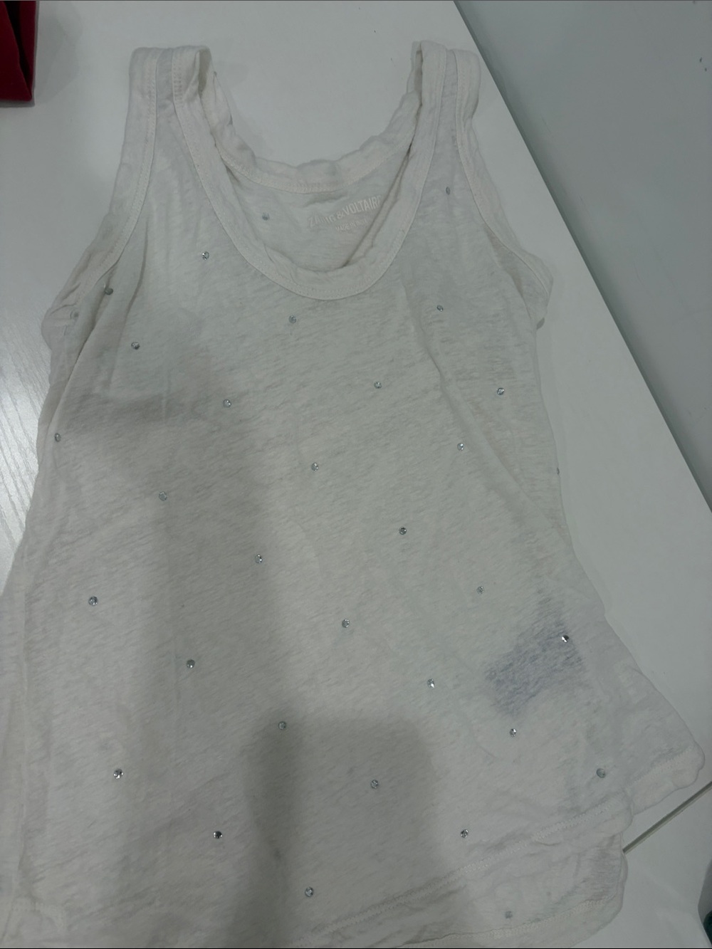 Zadig & Voltaire White Tank with Sparkle Studs